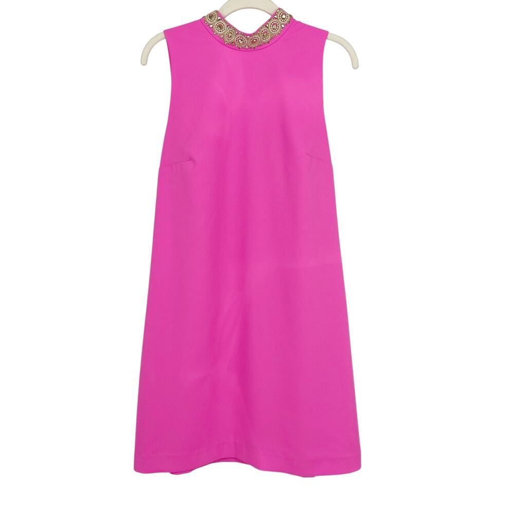 NWT Lilly Pulitzer Brandi Pink Embellished Beaded-Neck Sleeveless Dress Size 8 - Picture 3 of 11